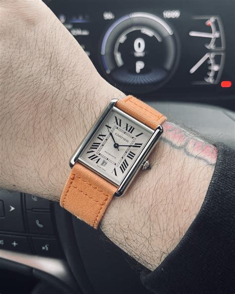 cartier tank red strap|cartier tank nato strap.